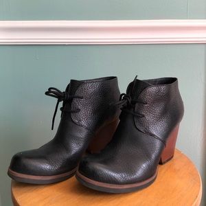 Black leather lace up boots